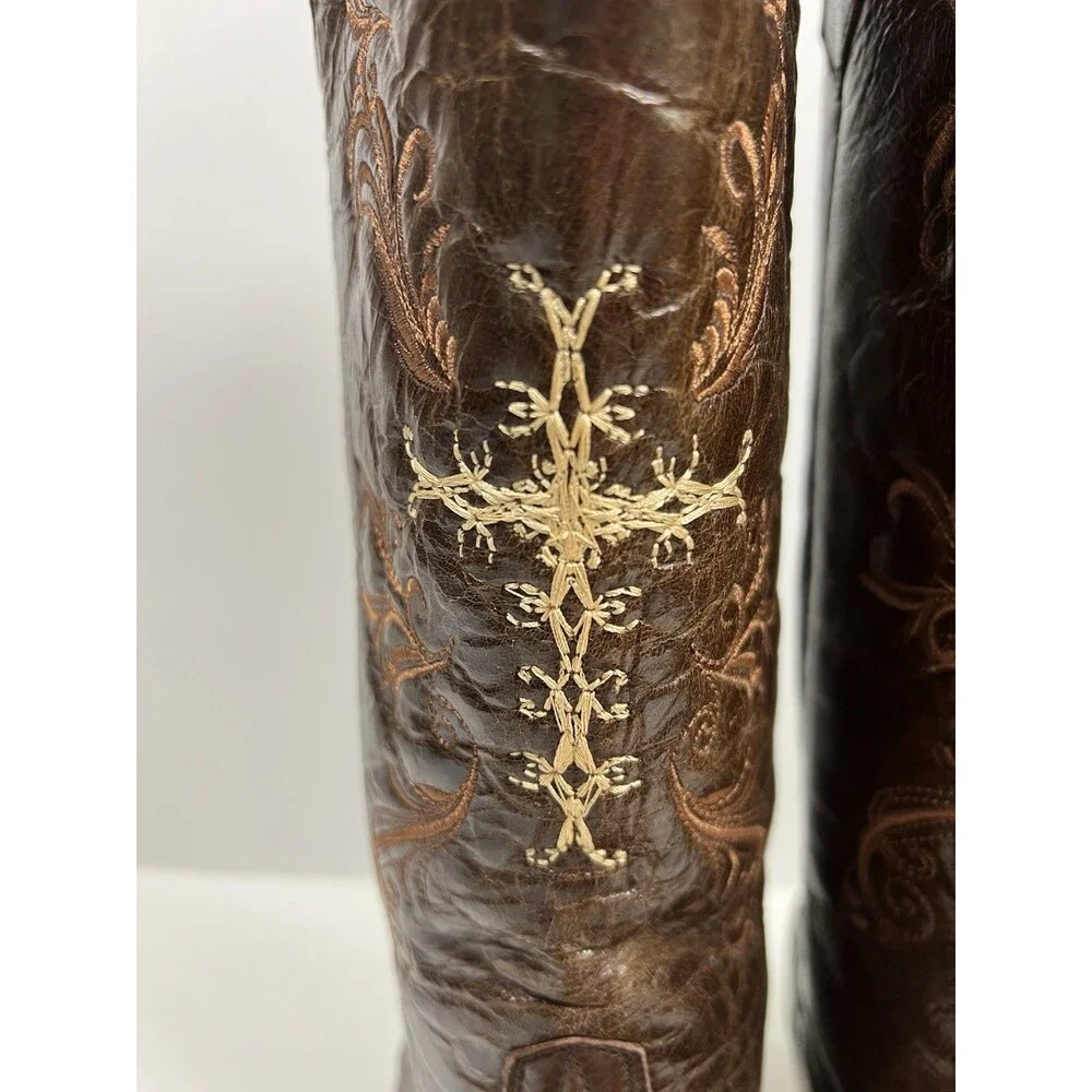 Circle G by Corral L5039 Brown Leather Cross Embroidered Cowboy Boots Women 10M